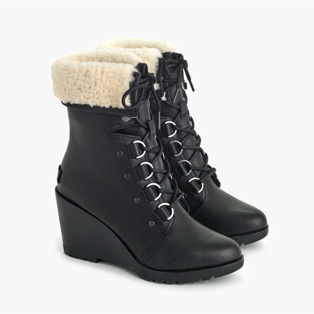 Sorel Leather Lace-Up Shearling Boots Size: 7